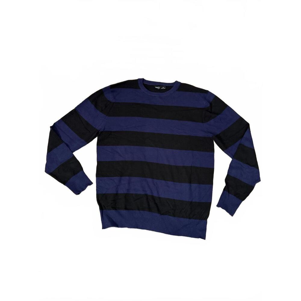 SHEIN Blue & Black Striped Sweater – Cozy Pullover Top M